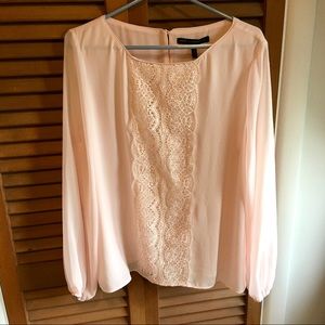 NWT - WHBM: Pink Stella Lace Blouse